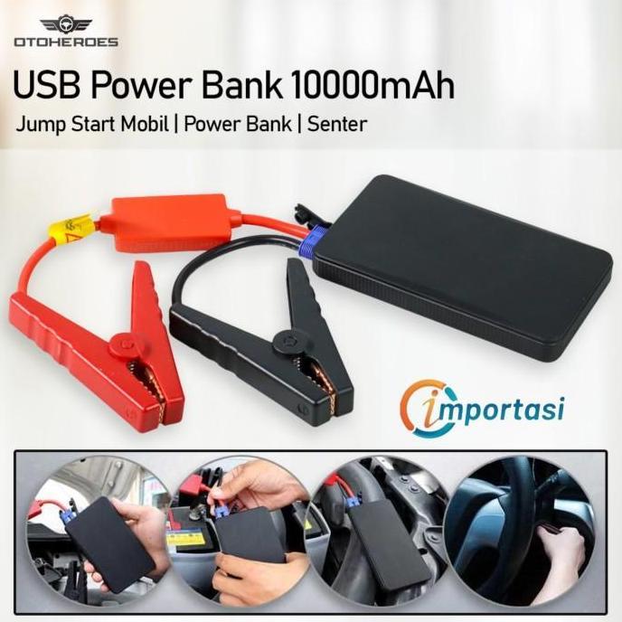 OTOHEROES USB Jumper Stater Aki Mobil Motor Power Bank Senter 10000mAh