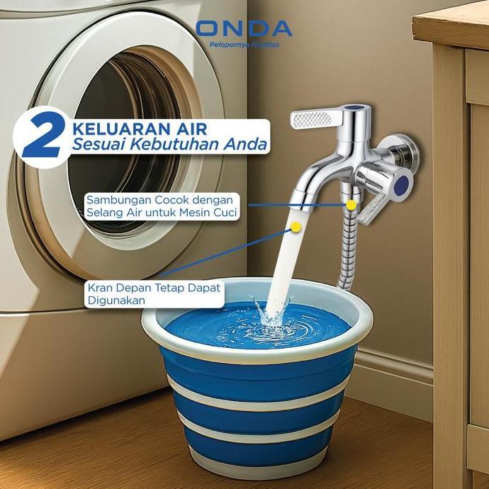 ONDA Kran Cabang 2 K-TUL 1/2 In Kran Shower 2 Cabang Kran Cabang 2 Toilet Chrome Keran Anti Bocor An