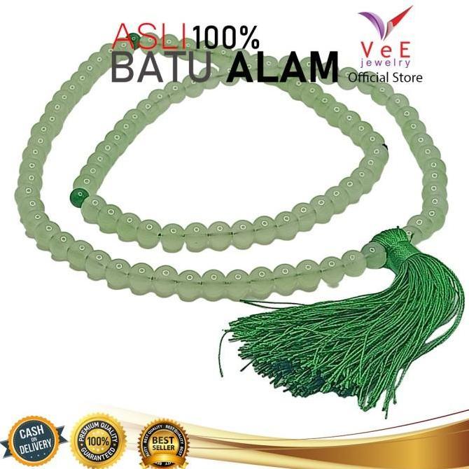 Tasbih 99 Butir Batu Giok China Asli 8mm Hijau Muda Natural- VeE