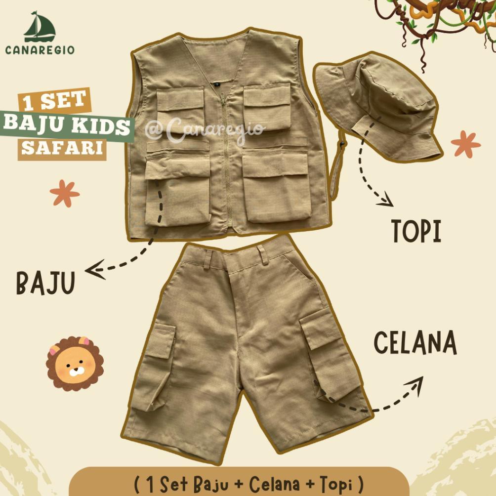 Baju Safari Anak Baju 1 Set Anak Safari Penjaga Kebun Binatang | Kostum Penjaga Safari Anak | Kemeja