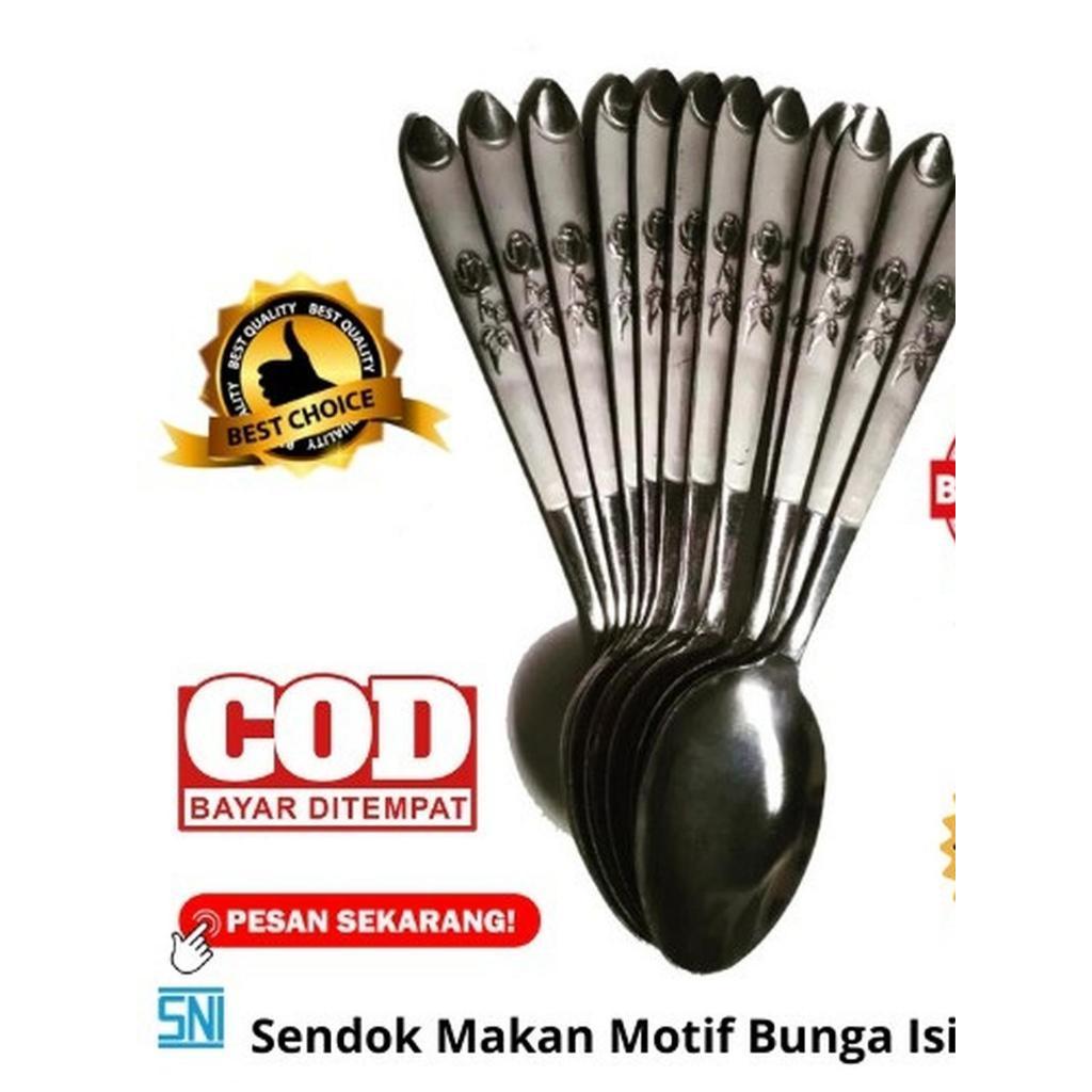 Sendok Makan Bunga Stainless Tebal 1 Lusin