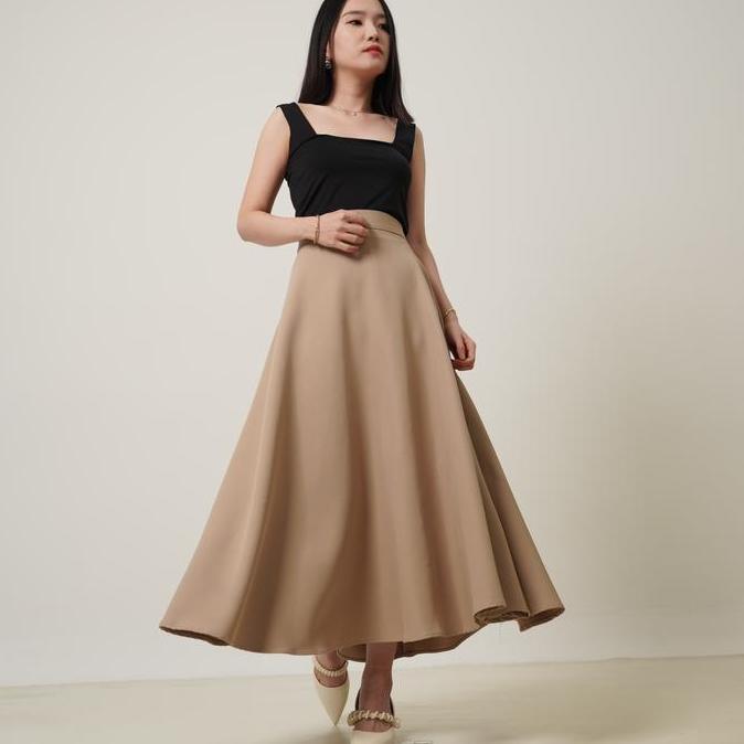 Severli FUJI Midi Maxi Skirt | Rok Kerja | Rok Wanita Korean Style Formal Casual | Rok High Waist Fl