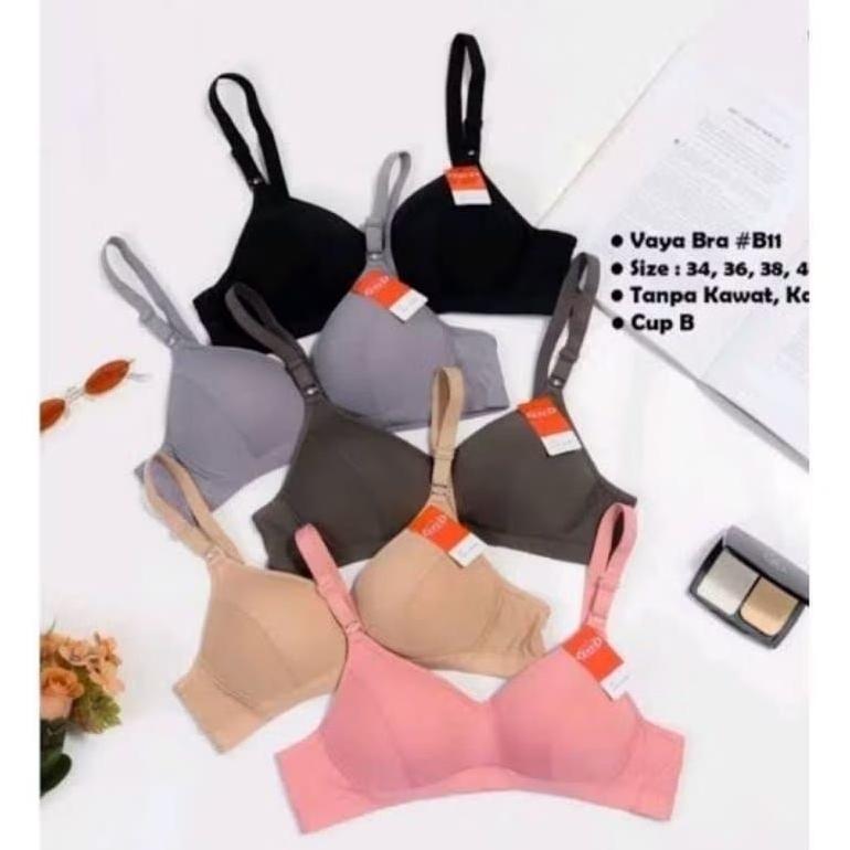 VAYA Bra/BH 3 PCS Casual Style Tanpa Kawat Cup A-B Kait 2 Art VAYA B11