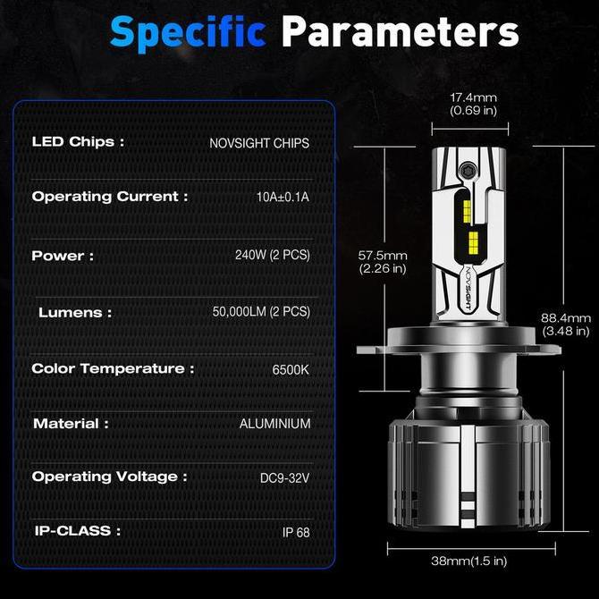 Grosir Novsight T1 H4 Lampu Mobil H7 H11 Hb3 Hb4 240W /Pasangan 50000Lm Bohlam Lampu Depan Led Sorot