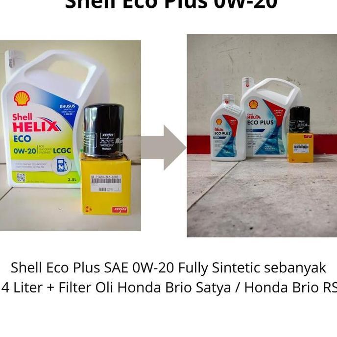 Olinol- Paket Oli Shell Helix Eco 0W-20 + Filter Oli Honda Brio Satya