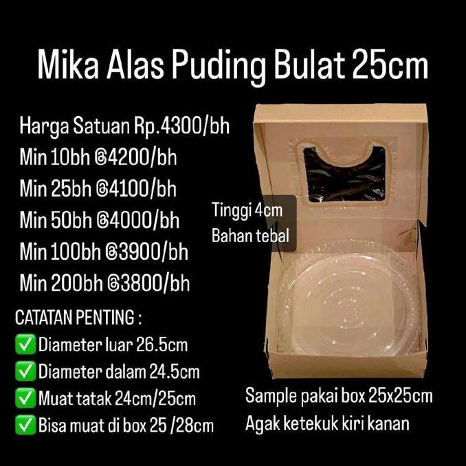 Bingbung- Mika Alas Puding Bulat 25Cm Dijual Per 5 Buah