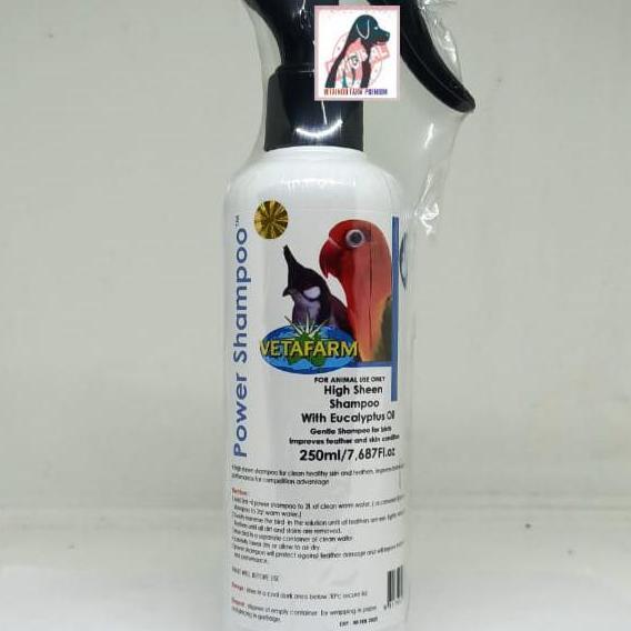 Bluee- Power Shampoo Vetafarm 250 Ml Import Shampo Sampo Burung Macaw Murai Cucak