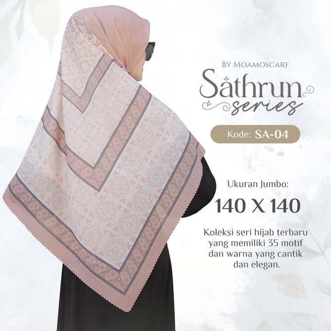 Terpopuler- Moamoscarf Sathrun Series Hijab Segi Empat Voal Premium Motif 140X140 & 120X120 Jumbo Ca