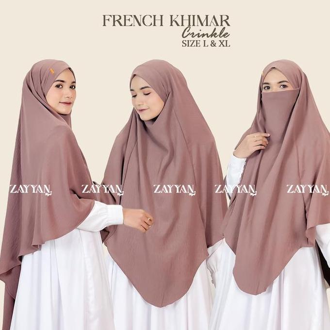 Terpopuler- Zayyan. French Khimar Mecca Crinkle Airflow Size L & Xl Hijab Syari