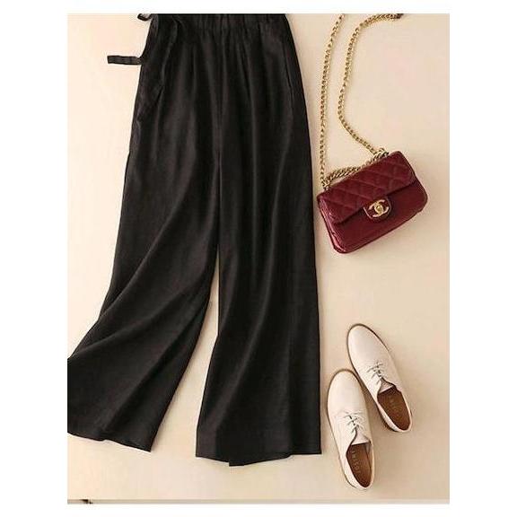 celana kulot tali serut samping/celana kulot bahan 100%katun rami premium/celana kulot high wais Kar