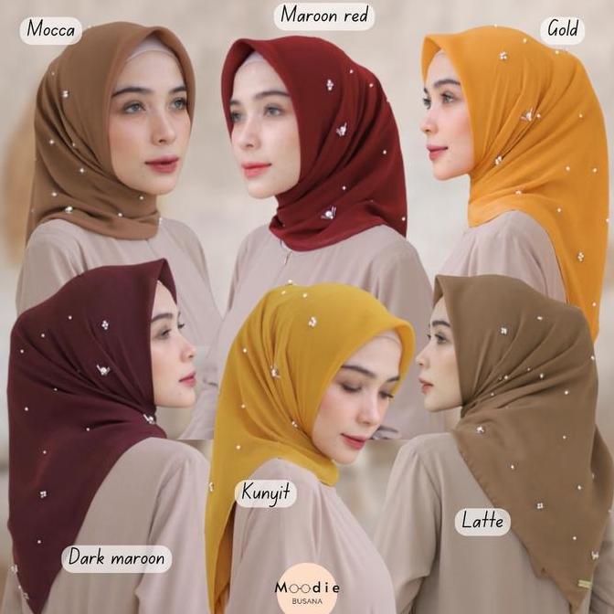 Thebest- HIJAB BELLA SQUARE SEGI EMPAT PREMIUM MUTIARA SWAROVSKI DIAMOND MOTE