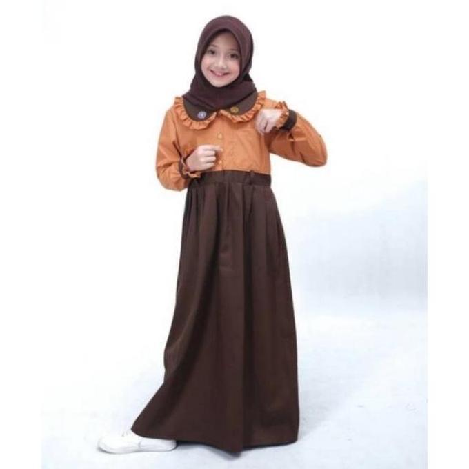 Thebest- Shafiya Kids Gamis Sekolah SD Merah Putih dan Pramuka Bahan Drill mix Katu Ero Hijab Bahan 