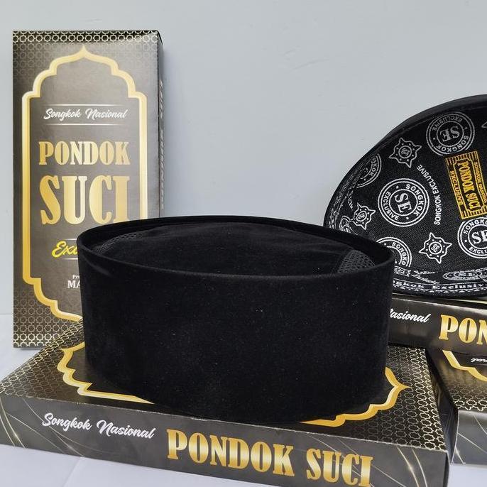 Thebest- PONDOK SUCI  peci polos hitam AC tinggi 9 dewasa murah Kain Muslim