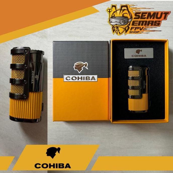 COHIBA COB938 Turbo Cigar Lighter Korek Cerutu 3 Sumbu Flame Torch Jet
