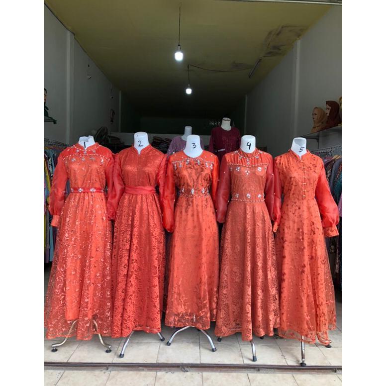 Terbaru Brukat Gamis Khusus Warna Teracota Atau Bata Part 4