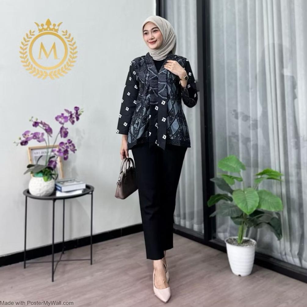 Promo  Blus Batik Wanita Modern / Kebaya Batik Kantor M L Xl Xxl / Baju Batik Wanita Modern / Blus B