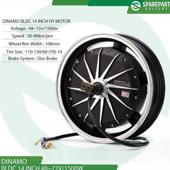 Dinamo Bldc 14Inch 48V-72V 1500W Electric Scooter Hub Motor Ring14 - 48V1500W Kualitas Terbaik Harga