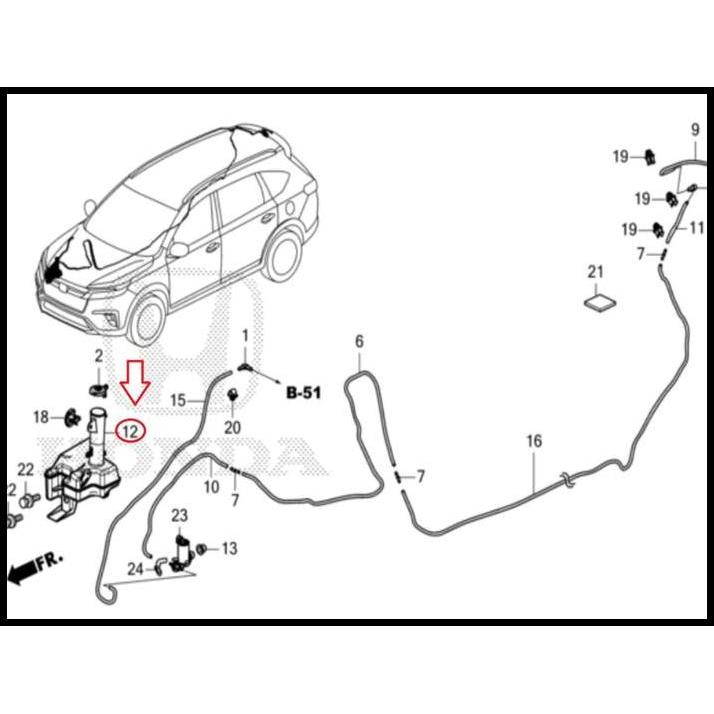 DISKON BOTOL TABUNG CADANGAN AIR WIPER HONDA CRV BRV GEN 2 2022-2024 ORIGINAL 