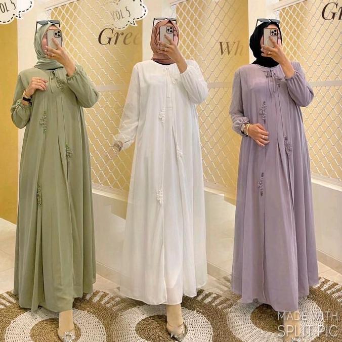 Dress Arnita Vol 5 Dress Hitam Putih Dusty Nude Sage Maron Brown Lavender Lilac Taro Gamis Muslimah 