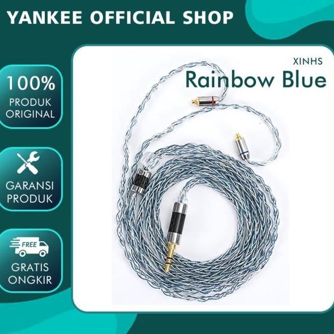 Jaminbagus- Xinhs Rainbow Blue With Mic / No Mic Kabel Upgrade Earphone Moondrop Chu Kz Edx Pro Cca 