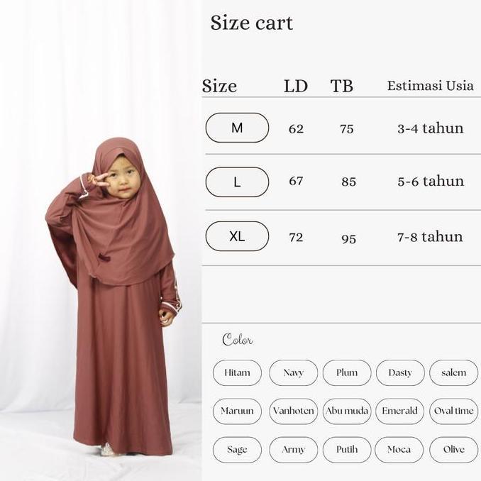 Set Gamis Anak Marwah dengan Jilbab Ukuran M-L-XL - Baju gamis Muslim anak