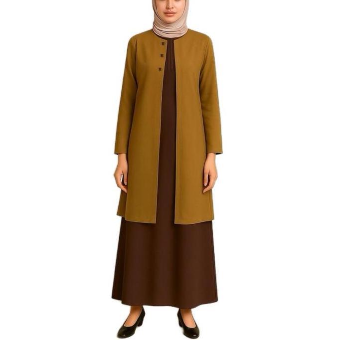 Monica LONG Cardigan Ready Small- Oversize Wanita Panjang Polos Toyobo Muslim Katun