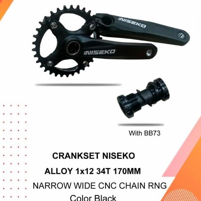 Crank Arm Raze NISEKO 34T Hollowtech - Crank Niseko HT2 Hollowtech 34 T Hitam + BB ht2 Loncher