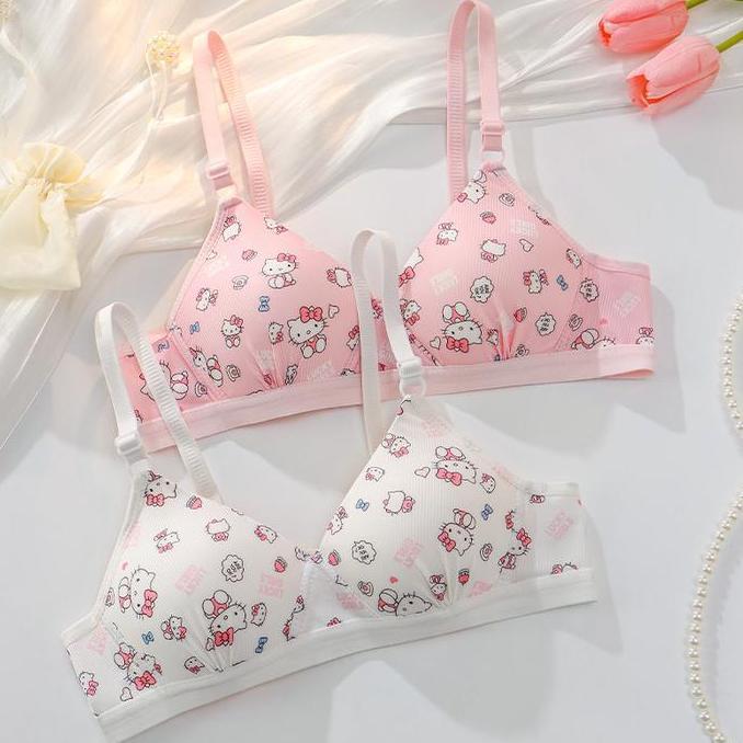 Bra Set Dengan Celana Dalam Tanpa Kawat Busa Tipis BH Remaja Pelajar Wanita Fashion Motif Karakter I