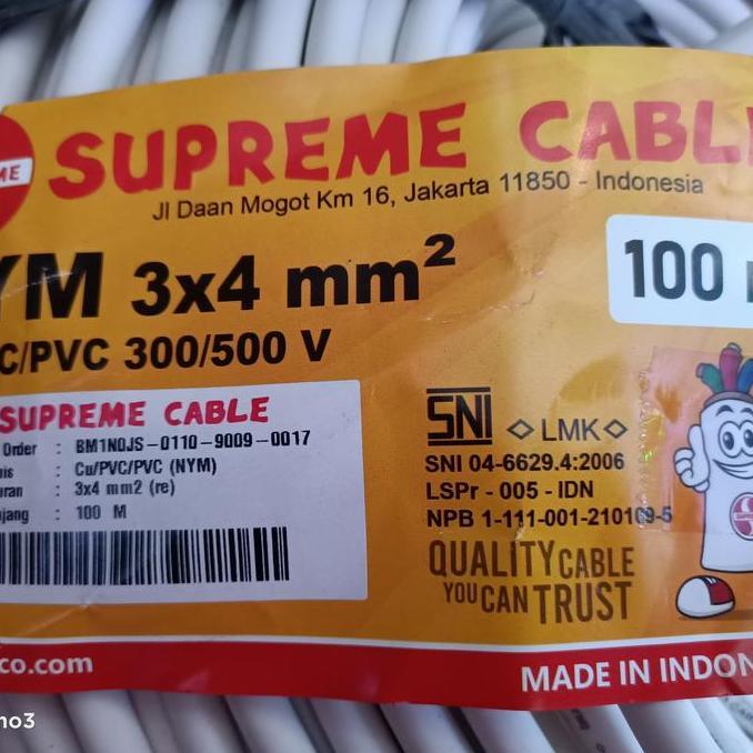 Promo Kabel nym 3x4 mm supreme / tufur 3x4 mm supreme eceran meteran Diskon
