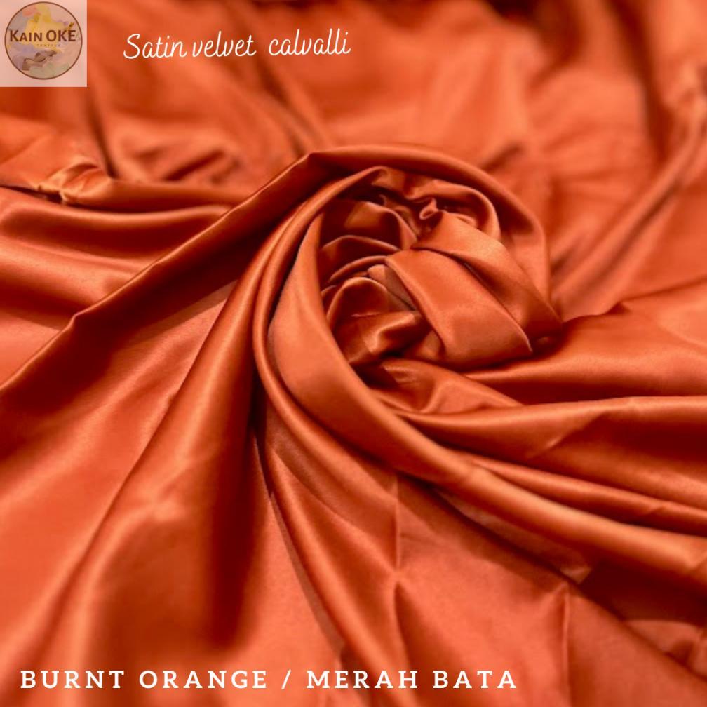 Promo Meter Kain Satin Velvet Cavali Bata Merah (Terracota) Teracota Premium Grade A Bahan Dress / G