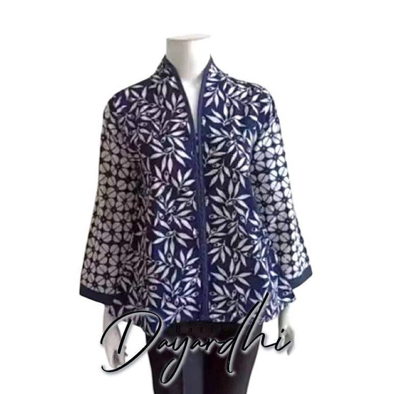 Promo Bulan Ini Atasan Blouse Batik Wanita - Dayardhi - Motif Kembang Kopi Navy