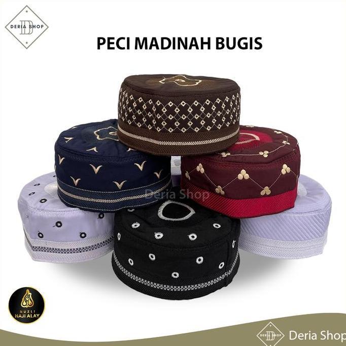 Colkid- Peci Madinah Bugis Haji Kopiah Medina Santri Pesantren Dewasa Anak Laki Motif Model Bordir K