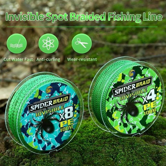 Senar Pe X4 X8 Senar Pancing Jalinan Spider Speckle 100M Kuat Tahan Lama Spider Speckle Braided Fish