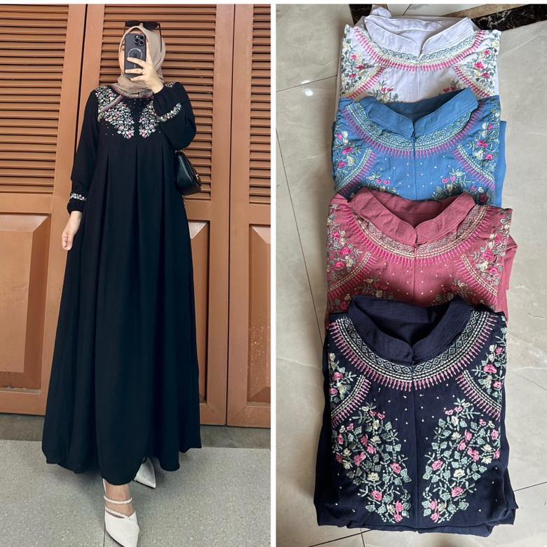 Gamis crinkle bordir / gamis crinkle busui