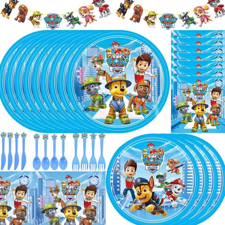 Paw Patrol Decoration For Birthday Paw Patrol Party Supplies Set Tableware Napkins Plates Balloons D