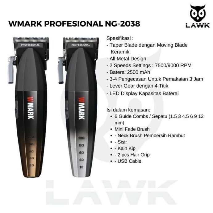 Paket Bundling Wmark Shuttle Design Clipper Wmark Ng-2038 Trimmer Wmark Ng-325