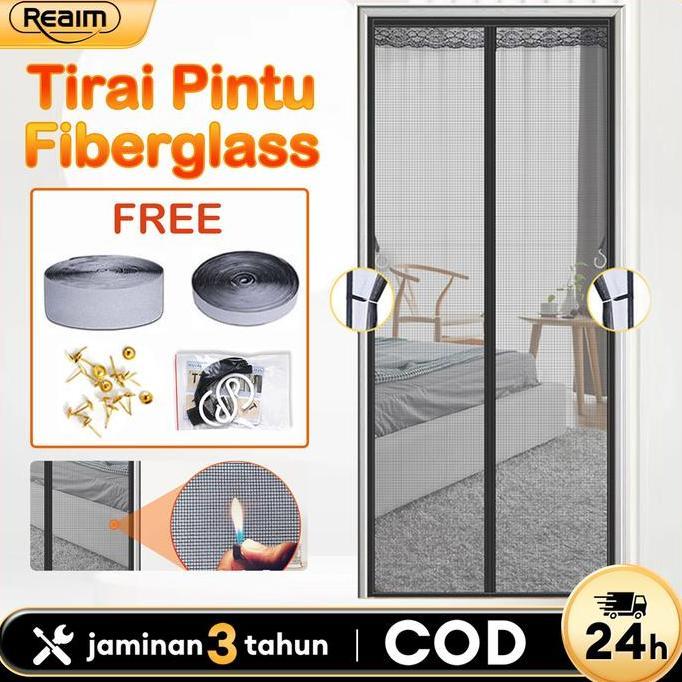 [Diskon 50%] REAIM Tirai Pintu Magnetik Fiberglass, Anti Nyamuk/Tahan Api, Tirai Pintu Kamar Tidur/D