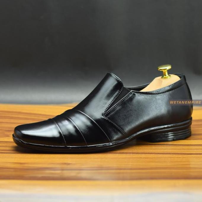 Kets- Wetan Sepatu Kerja Pantofel Pria Slip On Nyaman Ringan Enak Dipakai Model Galuh 3 Bahan Kulit 