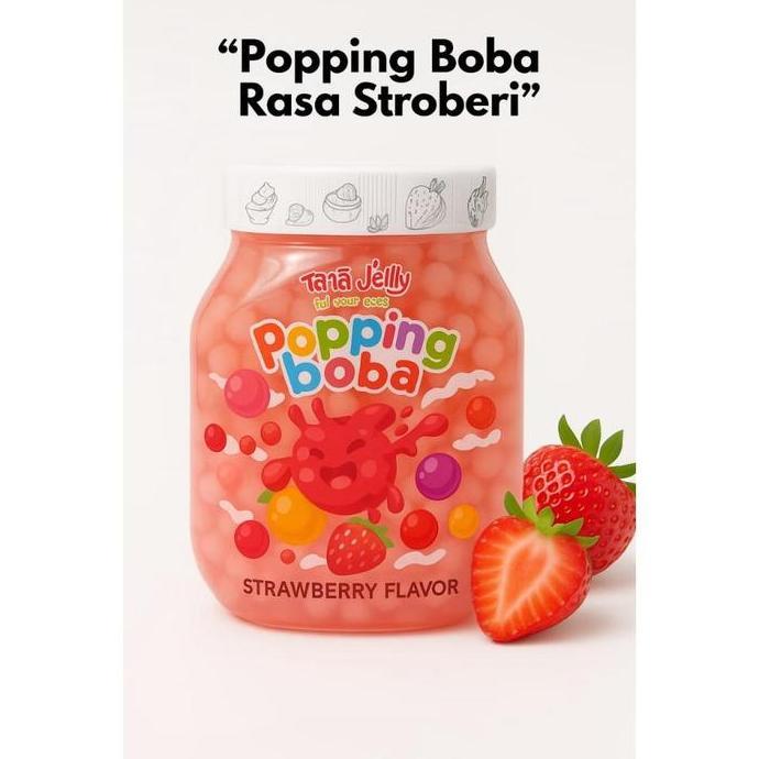 in_sellerjisa - boba strawberry 500gr popping jelly meletus rasa enak harga murah ekonomis jajanan v