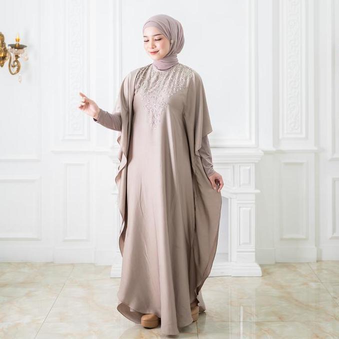 NOURA Marrakesh Kaftan  Satin Silk Payet Panjang  Pesta Muslim AS