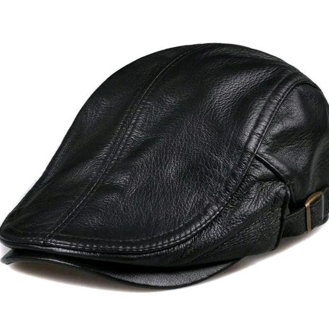 Topi Pet Hat Gesper Pria Kulit Asli Original Ukuran Dewasa Warna Hitam Dan Coklat Model Newsboy Tanp