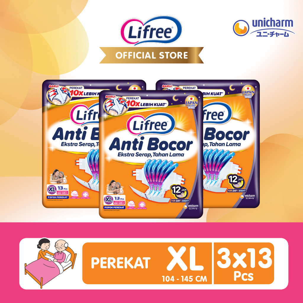 Lifree Popok Dewasa Perekat - XL 13 - 3 Packs