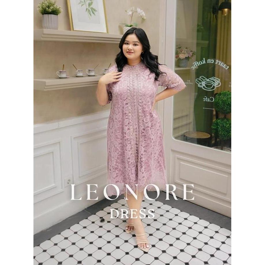 Promo Xtramiles - Leonore Dress NEW Colors | Gaun Brokat Midi Reguler Size Big Size Plus Size Diskon