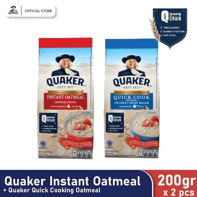 Foodbig- Quaker Instant Oatmeal 200 Gr + Quaker Quick Cooking Oatmeal 200 Gr