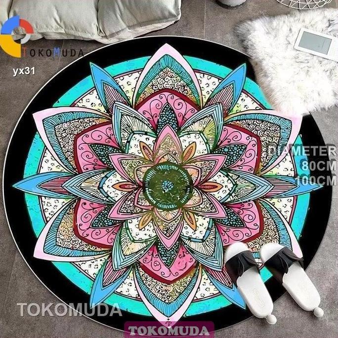 Instancodbisa- Cod Tm Karpet Bulat Meja Kursi Ruang Tamu Polyster Diameter 80Cm Dan 100Cm
