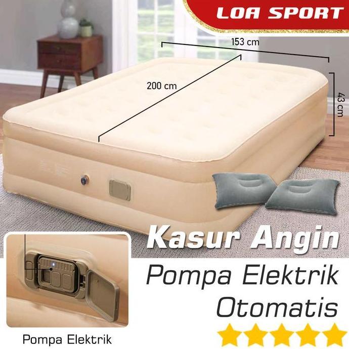 Kasur Angin Pompa Elektrik Otomatis USB Rechargeable Plus Bantal Tiup