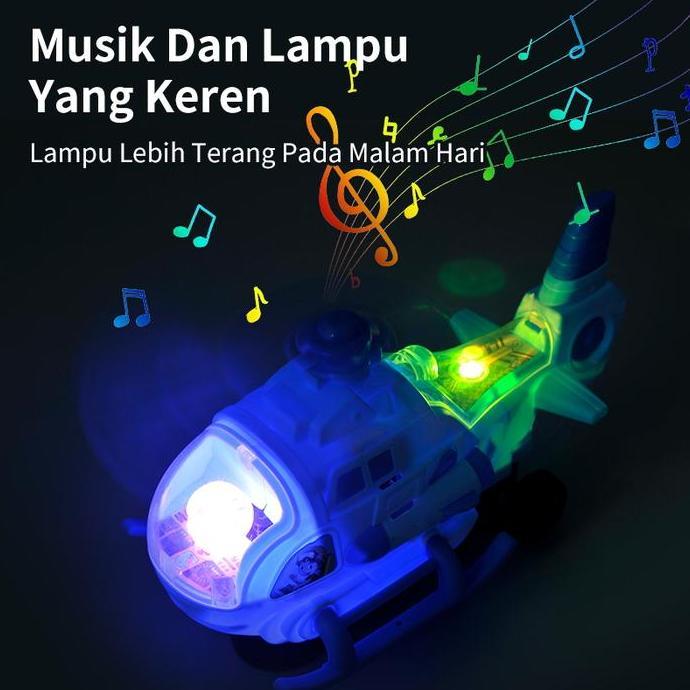 Kitwill- Mainan Helikopter Anakm Elektrik Dengan Suara&Lampu Roda Universal Hadiah Seru Mainan Pesaw