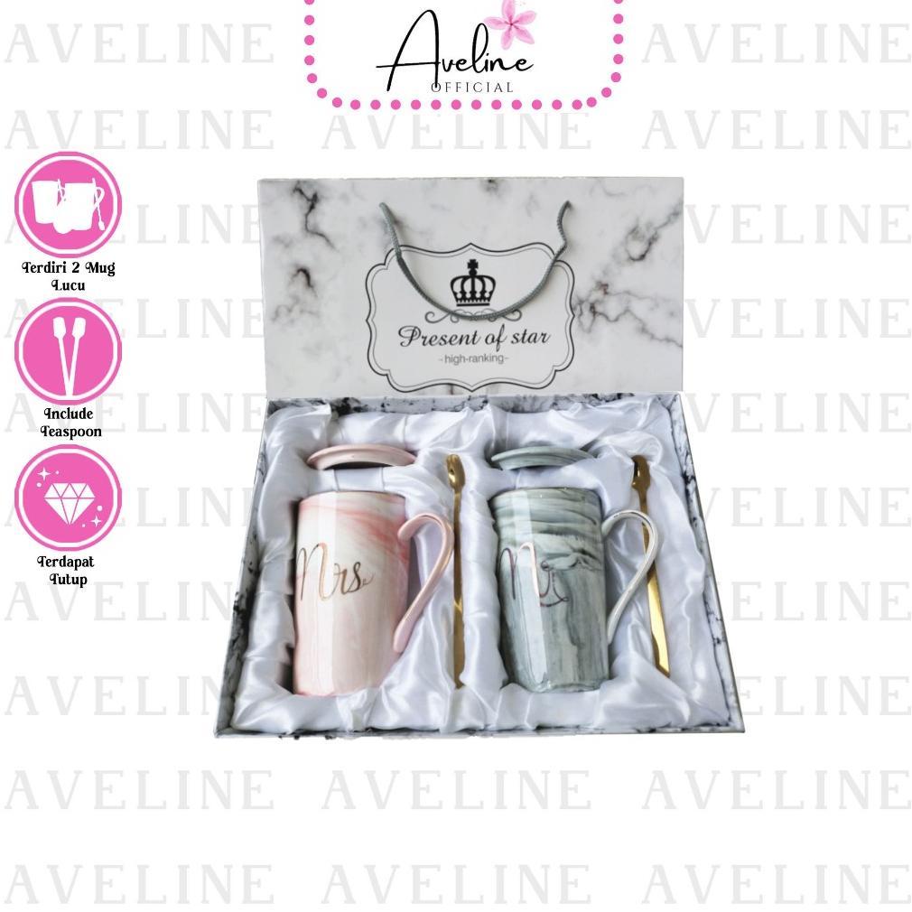 Valentine salee! AVELINE Mug Kado Mug Couple  / Mug Gift Set / Gelas Couple Mug Gelas Couple Long Mu