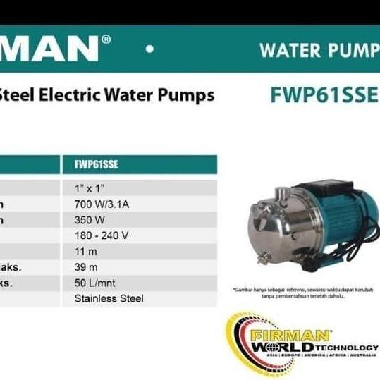 pompa air semi jet stainless steel firman fwp 61 ss fwp61ss