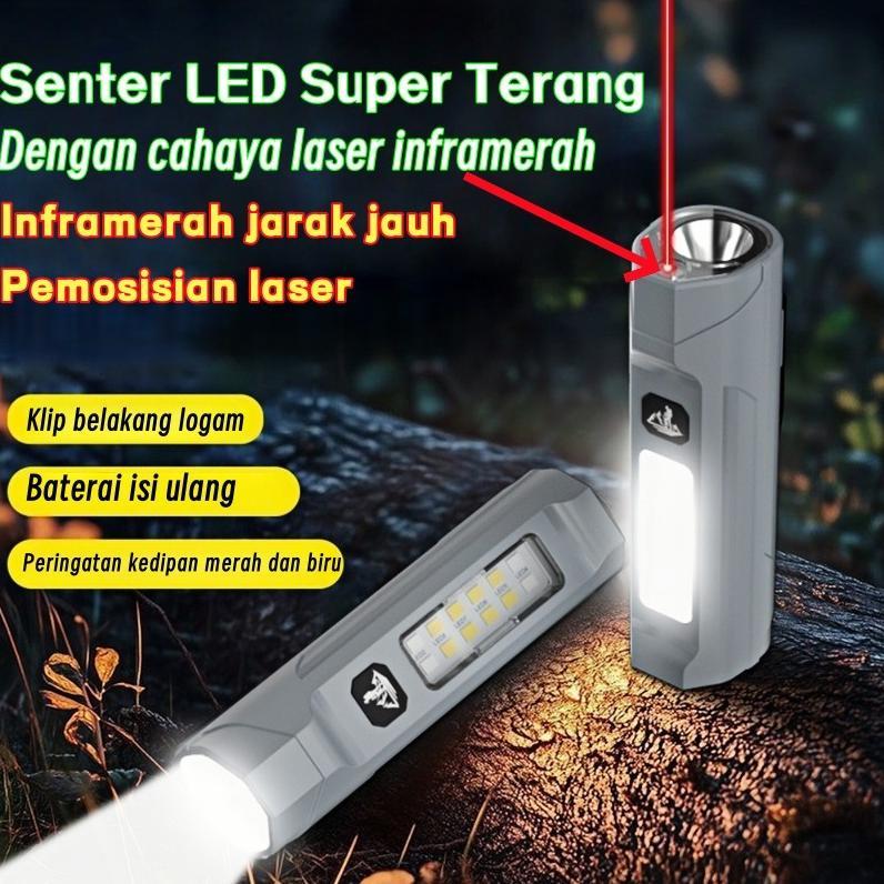 XEROCHA Senter Kerja Magnetik LED Laser Inframerah Multifungsi dengan Klip Topi & Lampu Samping Warn